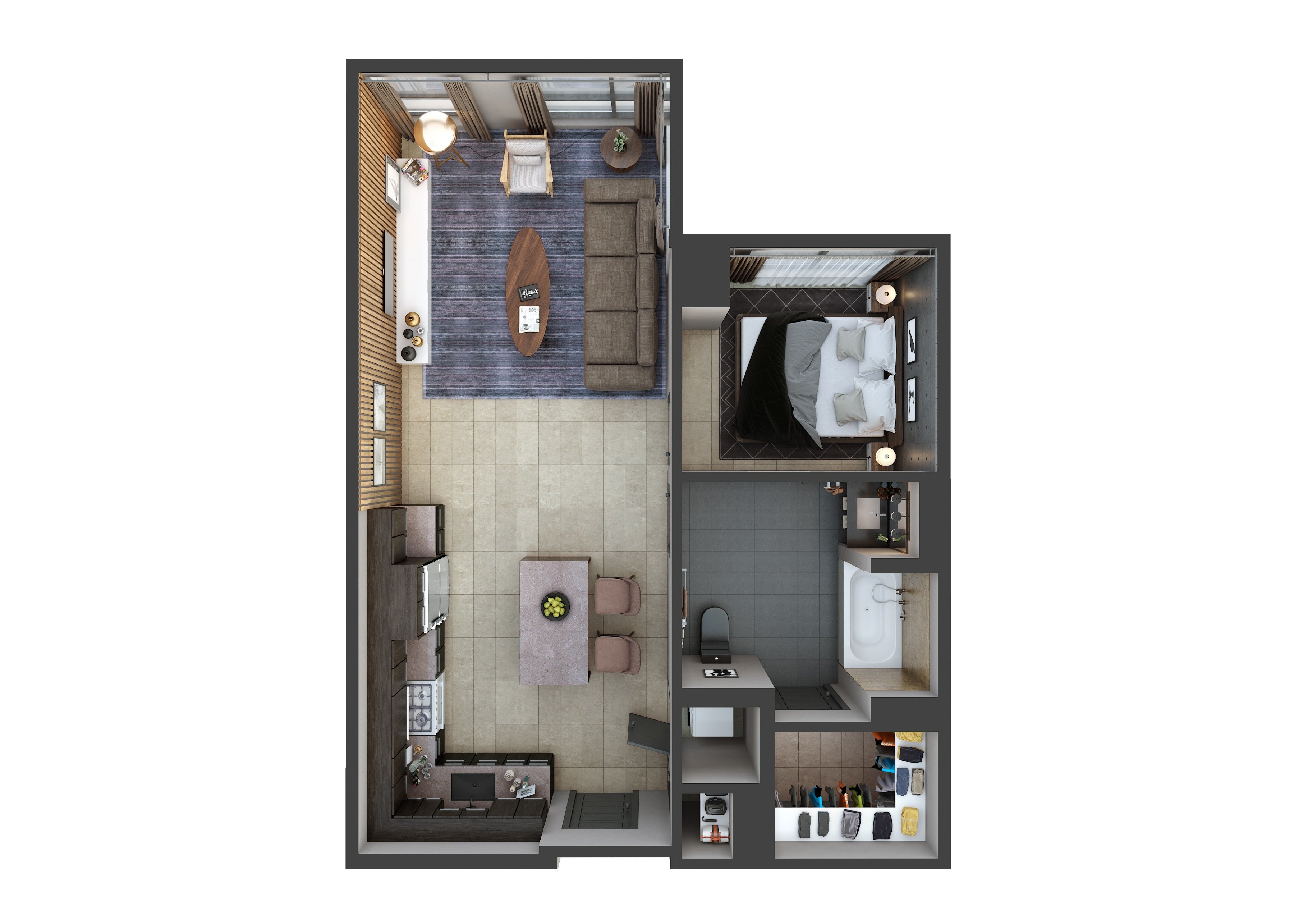 3D floor plan image for apartment W1306 at Randolph Perimeter